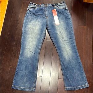 Long Tall Sally Blue Flare Wide Leg Jeans with Medium Wash